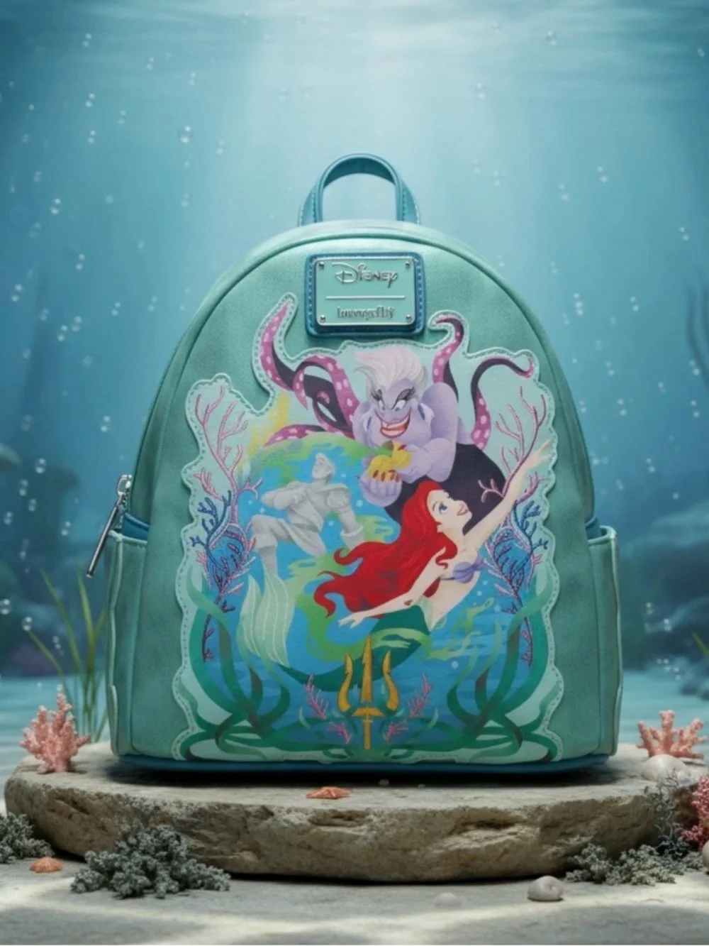 Loungefly Teal Little Mermaid Ariel & Ursula Mini Backpack